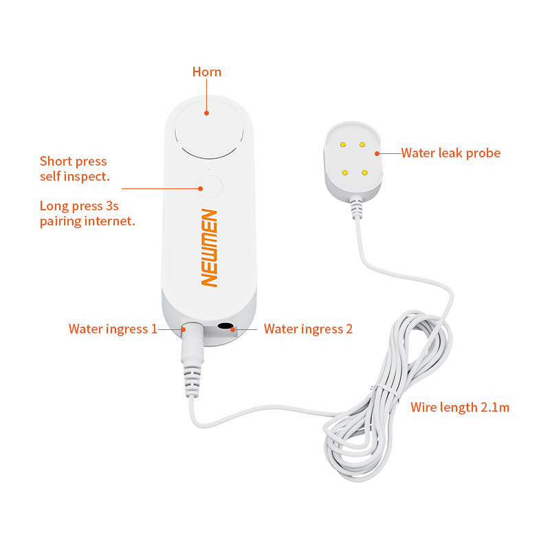NEWMEN Smart Water Leak Detector with APP Alerts, 24/7 Remote Monitor