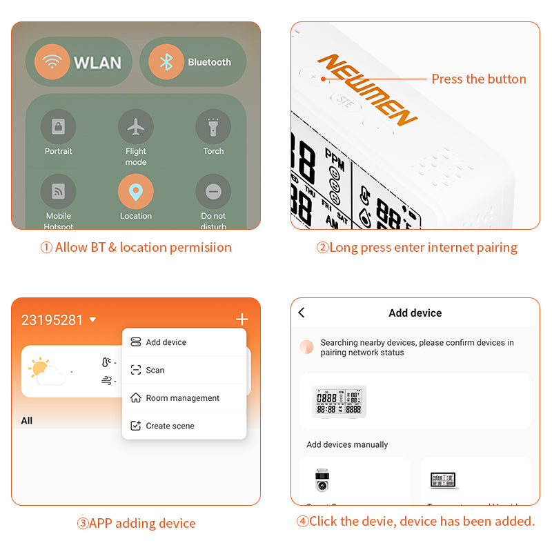 NEWMEN Thermometer & Hygrometer 3 in 1 functions, with APP notification alert