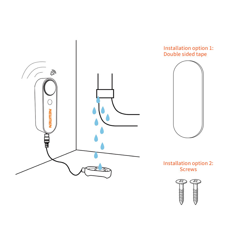 NEWMEN Smart Water Leak Detector with APP Alerts, 24/7 Remote Monitor