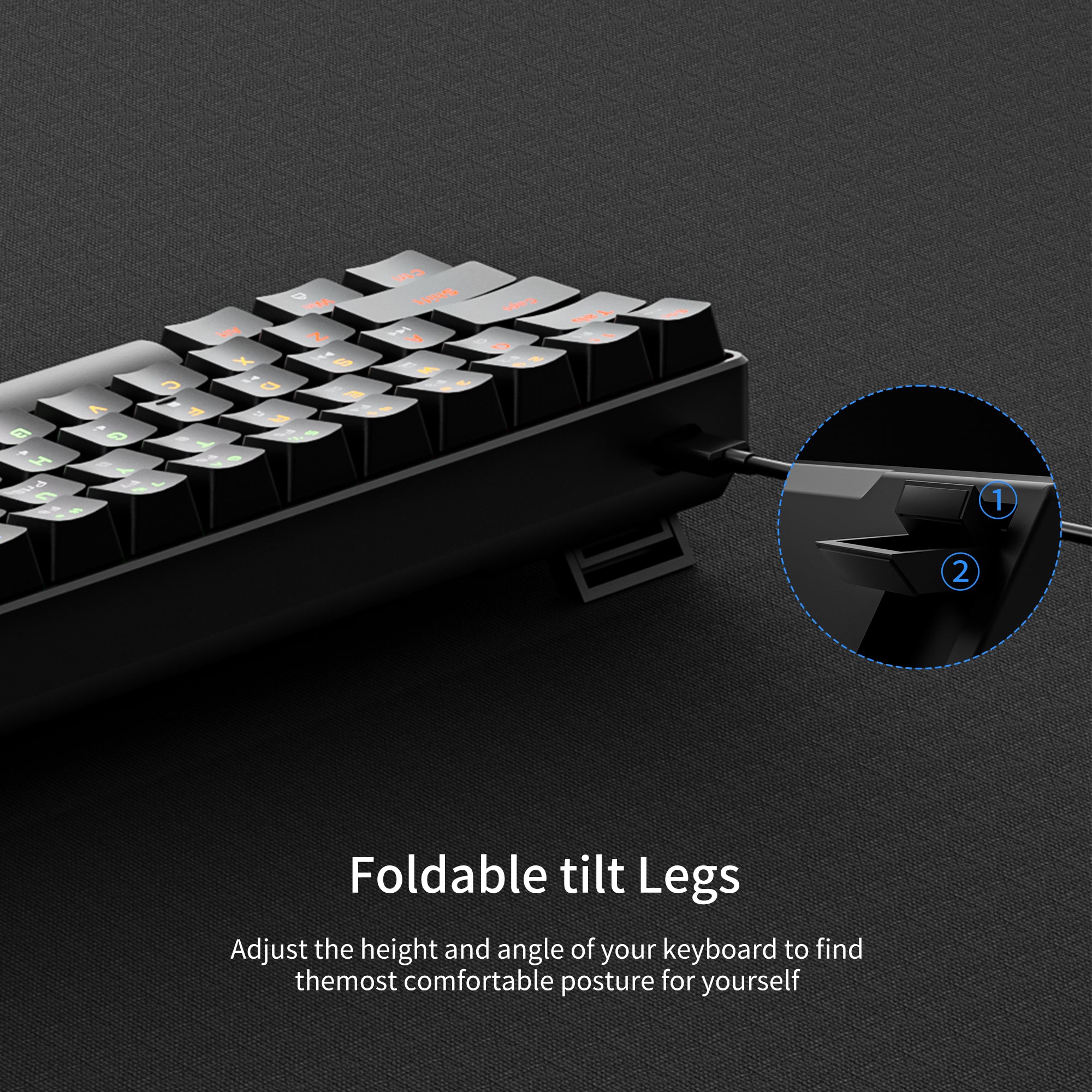 Newmen GM611 Gaming Keyboard,60% Percent Mechanical Keyboard 61 Keys LED Backlit   Anti-Ghosting Black Keycaps Wired Gaming Keyboard Qwerty for PC, Windows, Gamer, Office, Typists（Red Switches）